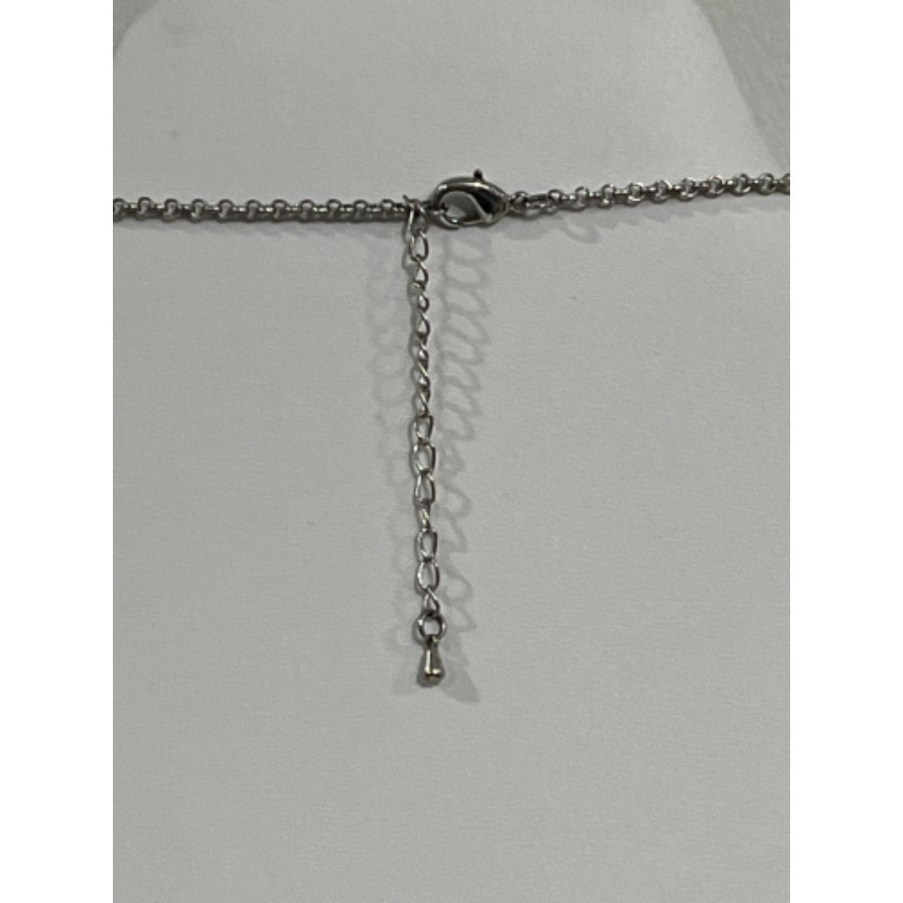 Long Station Necklace Black Clover Flower Druzy Pendant Chain Women's - Picture 4 of 5